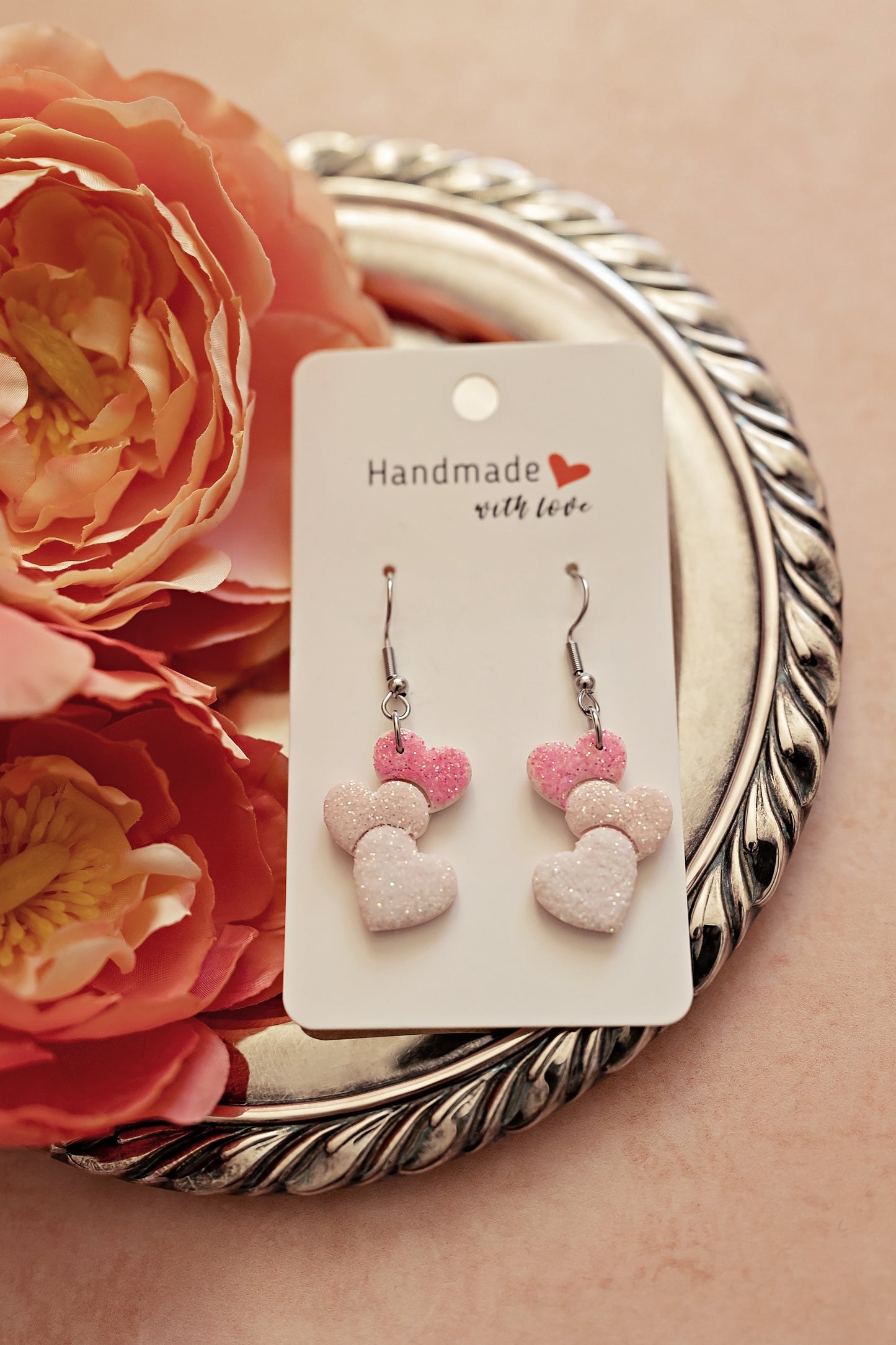 Sparkly Pink Heart Trio