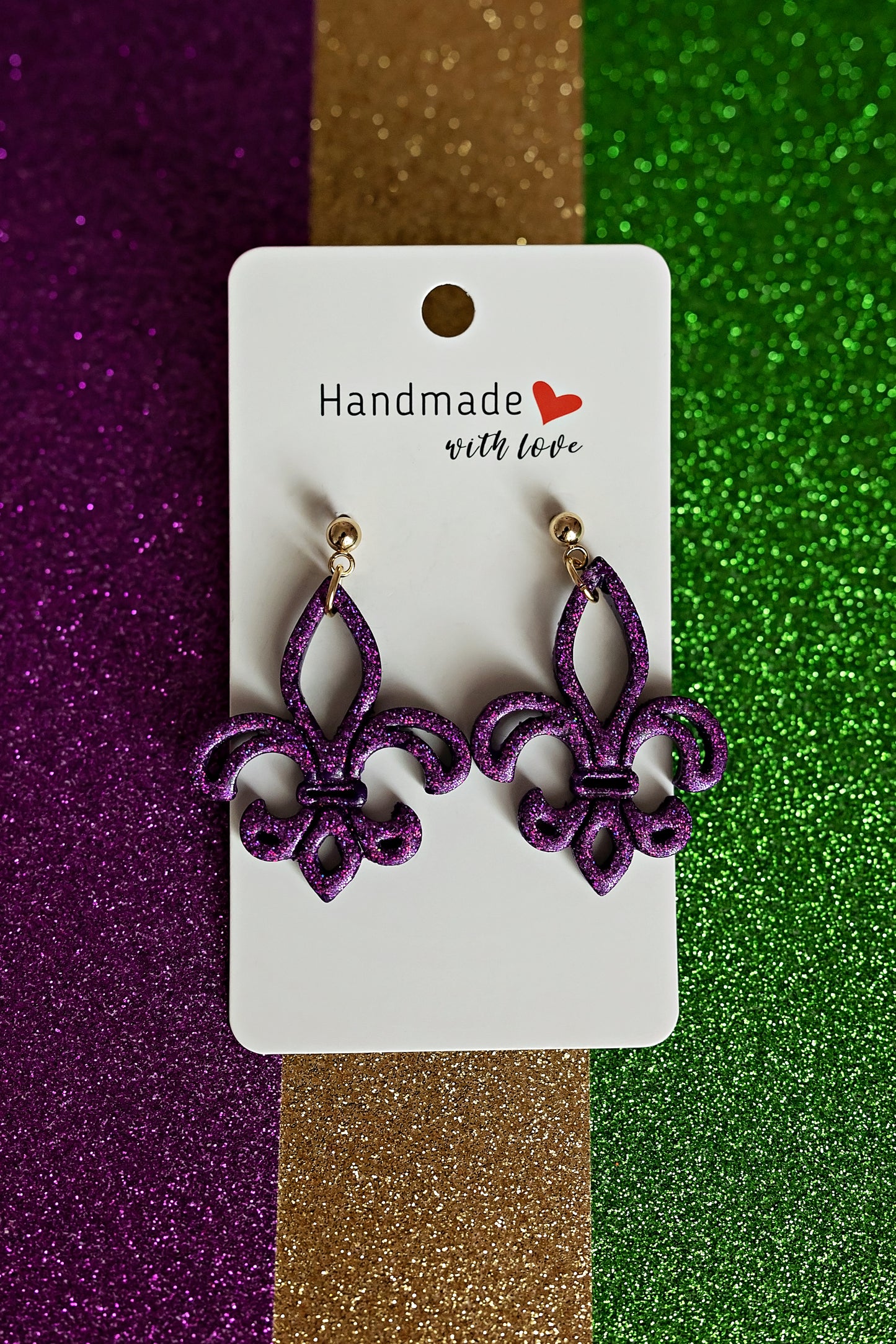 Purple Sparkly Fleur-de-lis Cutouts