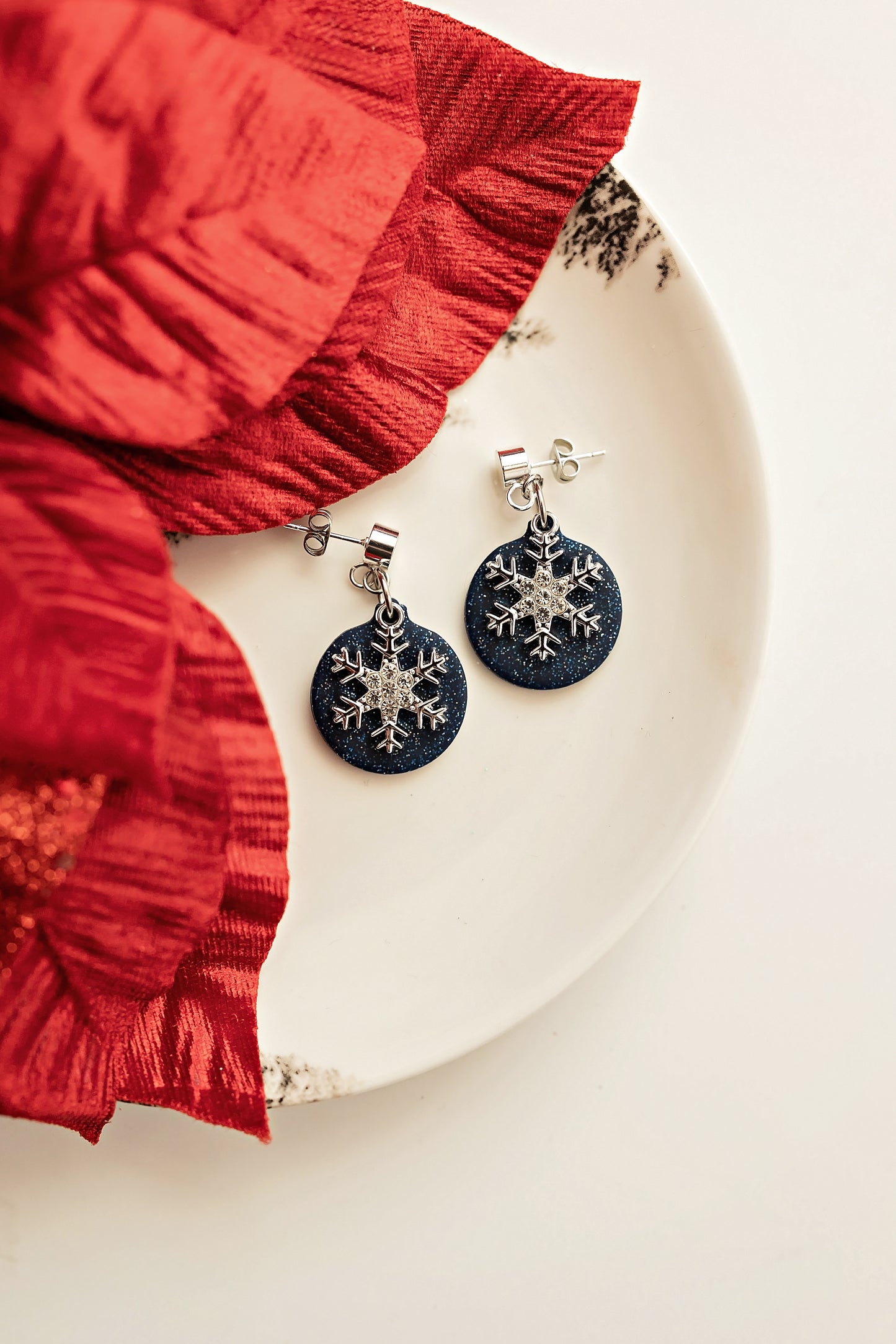 Blue Ornaments with Snowflake Charms