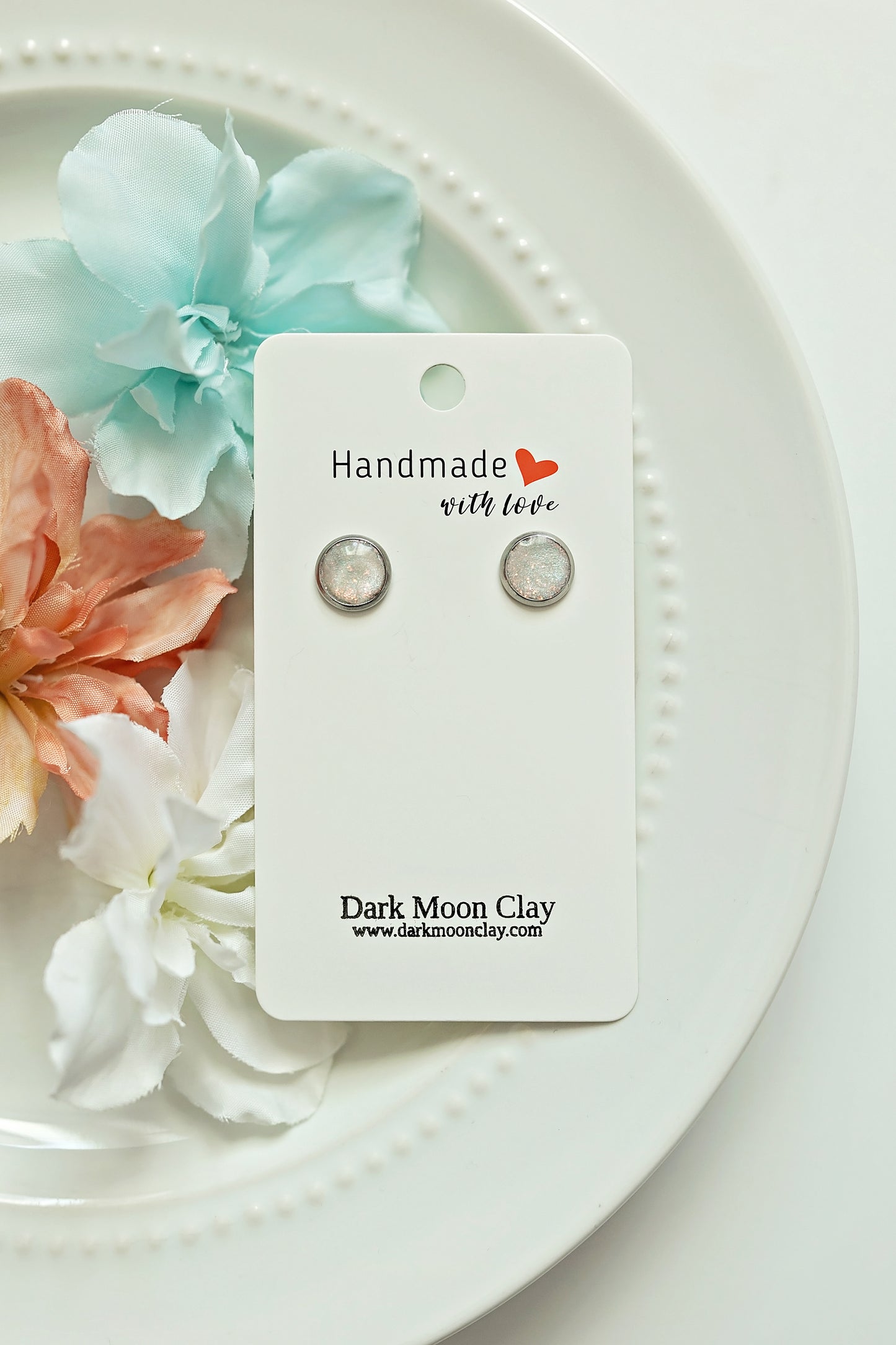 Sparkly Studs - White