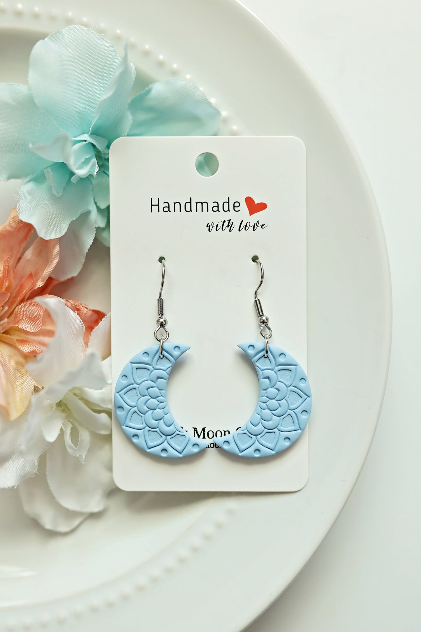 Light Blue Mandala Crescent Moon