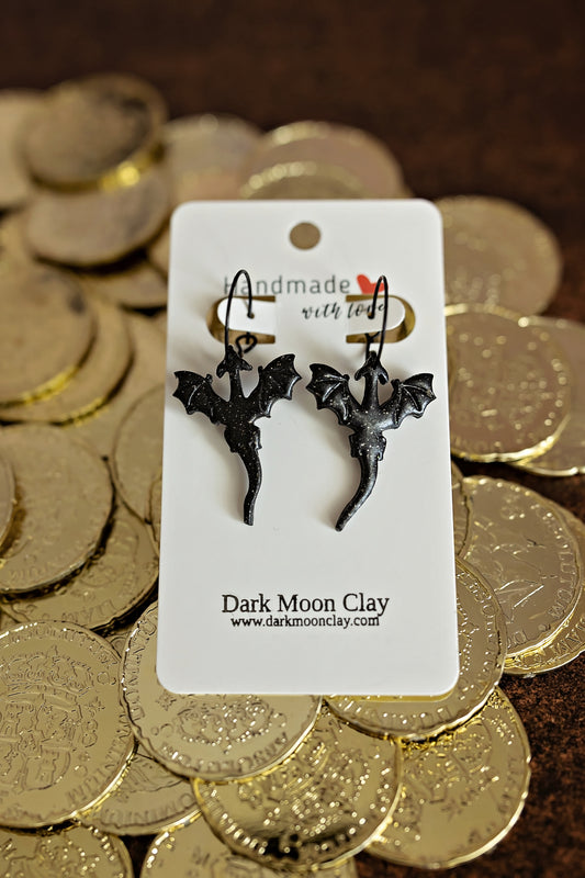 Small Black Dragons with Silver Sparkles