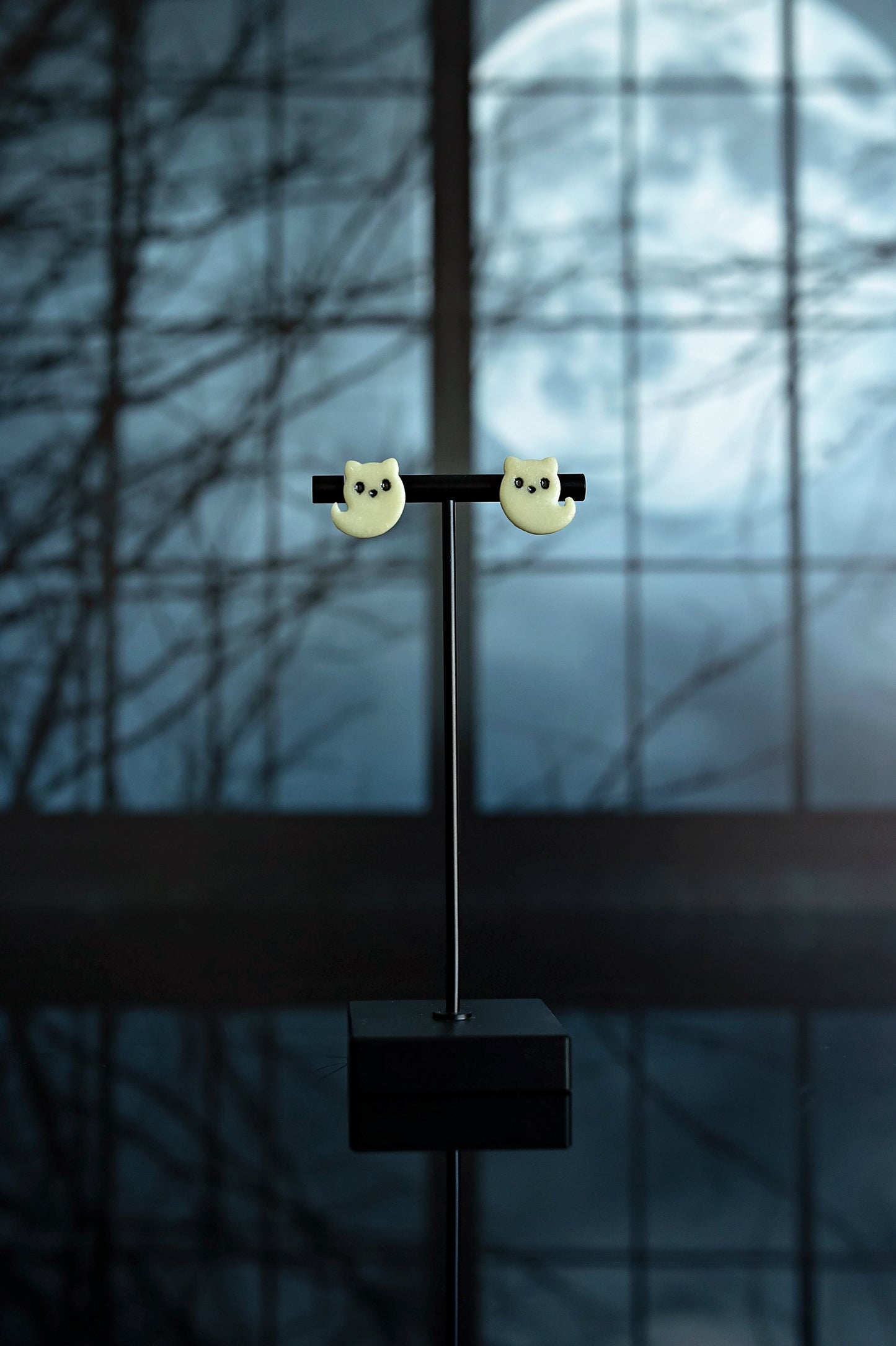 Glow in the Dark Kitty Ghost Studs