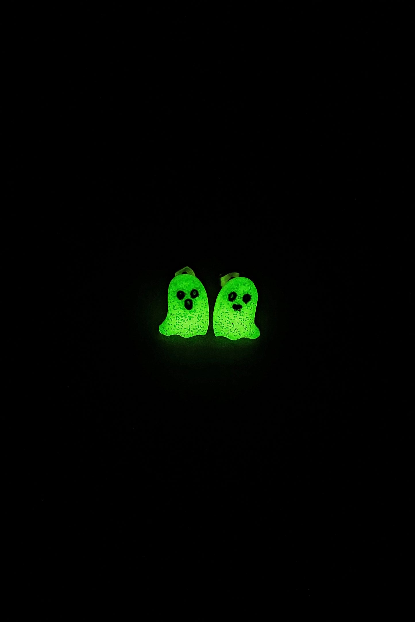 Glow in the Dark Sparkly Ghost Studs