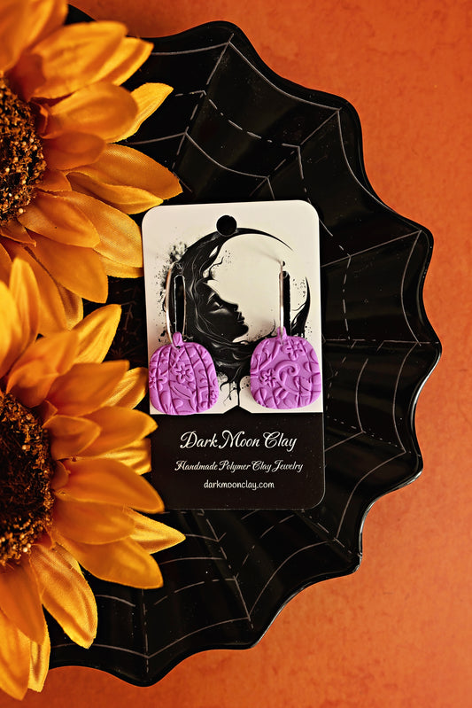 Purple Floral Pumpkin Hoops