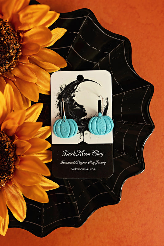 Turquoise Floral Pumpkin Hoops