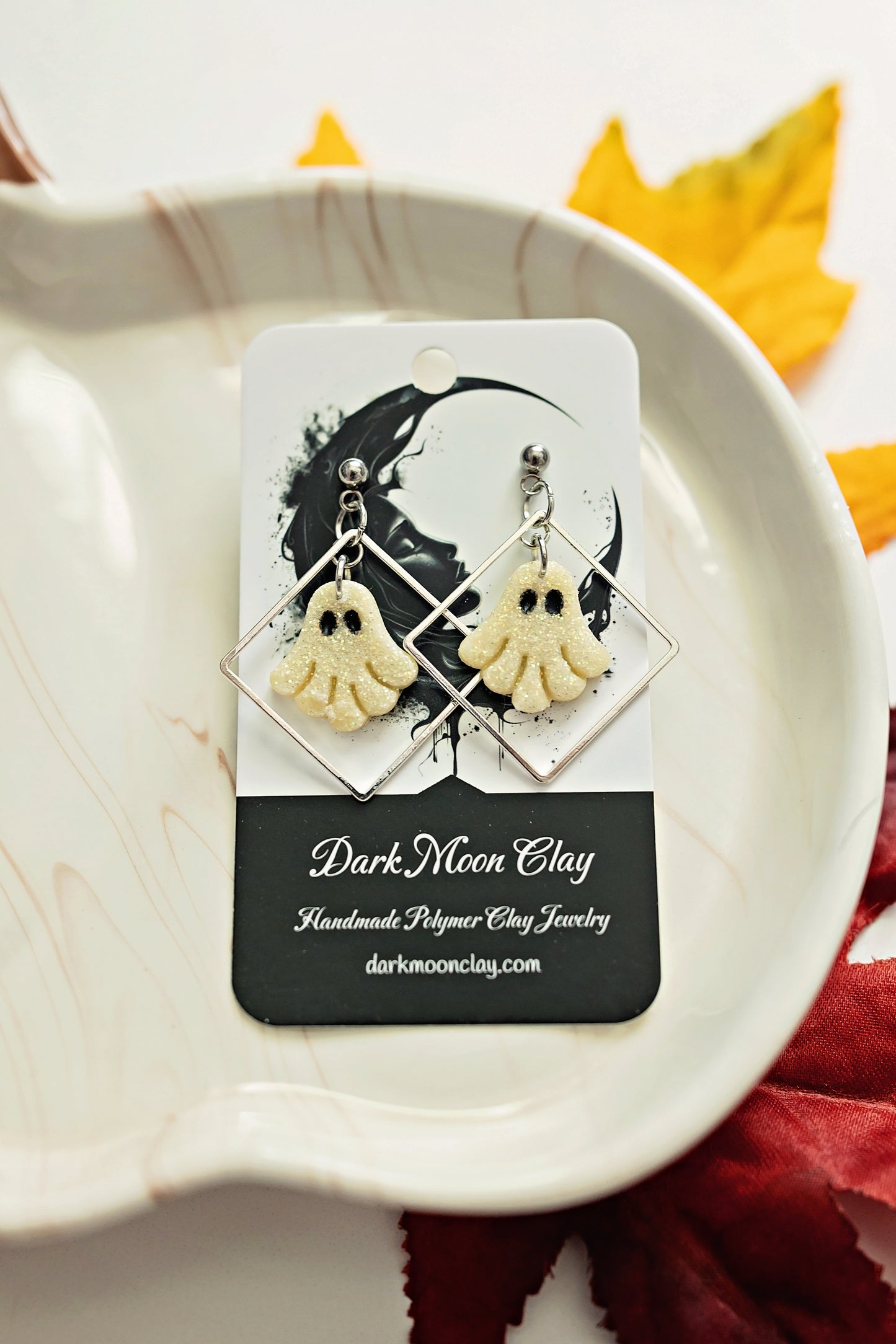 Sparkly Ghosts with Silver Dangles