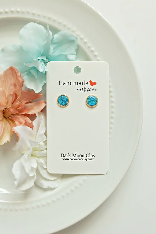 Sparkly Studs - Aqua Blue